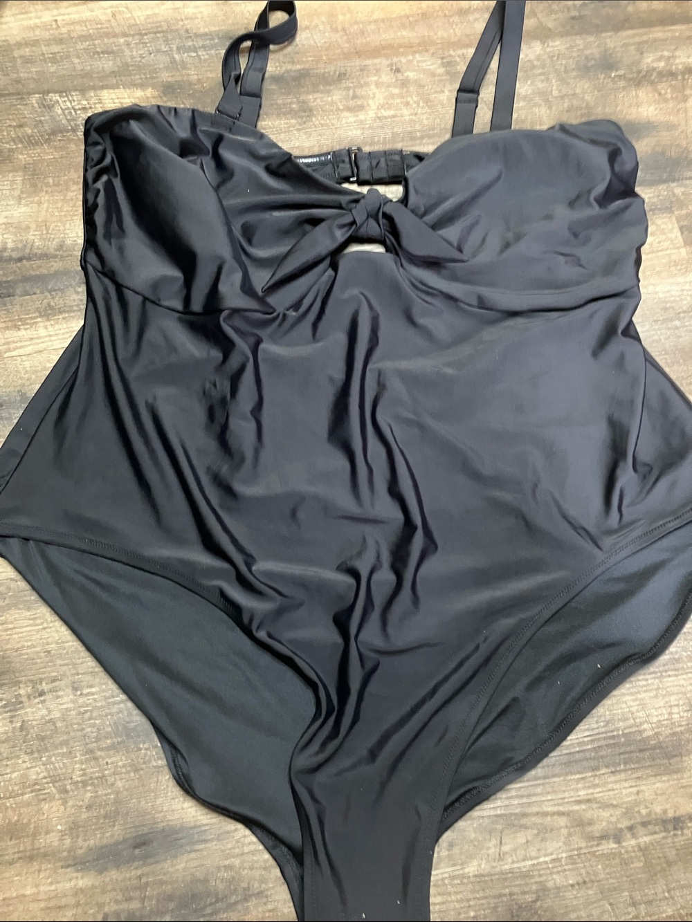Old Navy Black One-Piece Swimsuit with Front Tie Accent